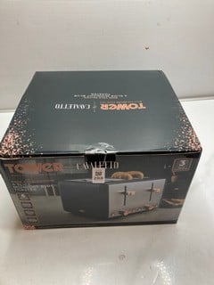 Lot 288  
            Nottingham SR9 - Delivery Only 

                
TOWER CAVELTTO 4 SLICE TOASTER IN MIDNIGHT & KETTLE