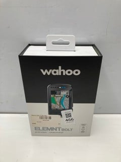 Lot 466  
            Nottingham SR9 - Delivery Only 

                
WAHOO ELEMENT BOLT GPS BICYCLE COMPUTER