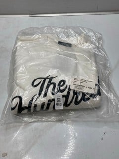 Lot 953  
            Nottingham SR9 - Delivery Only 

                
THE HUNDREDS IS HUGE SLANT LOGO WHITE CREWNECK UK SIZE XL