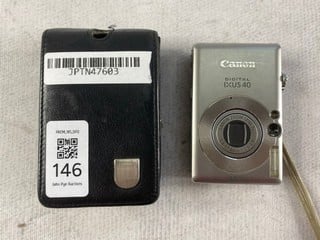 Lot 146  
            Nottingham Prem - Delivery Only 

                
CANON IXUS 40 DIGITAL CAMERA. (WITH STORAGE CASE) [JPTN47603]