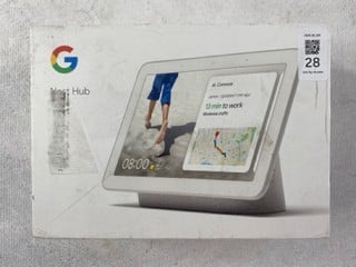 Lot 28  
            Nottingham Prem - Delivery Only 

                
GOOGLE NEST HUB SMART HOME DEVICE. (WITH BOX) (SALVAGE - PARTS ONLY) [JPTN47612]