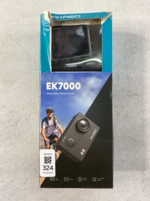 Lot 324  
            Nottingham Prem - Delivery Only 

                
AKASO EK7000 ACTION CAMERA. (WITH BOX & ACCESSORIES) [JPTN47396]