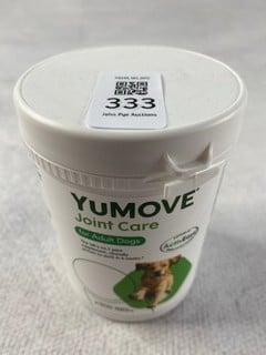 Lot 333  
            Nottingham Prem - Delivery Only 

                
YUMOVE JOINT CARE FOR ADULT DOGS (300 TABLETS) - EXP:02/2027 - ORIGINAL RRP £90 (...