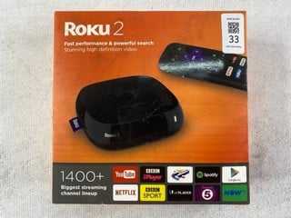 Lot 33  
            Nottingham Prem - Delivery Only 

                
ROKU 2 TV STREAMING BOX. (WITH BOX) [JPTN47614]