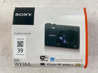 Lot 39  
            Nottingham Prem - Delivery Only 

                
SONY CYBERSHOT DIGITAL CAMERA: MODEL NO DSC-WX350 (WITH BOX & ACCESSORIES) [JPTN4...