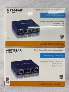 Lot 94  
            Nottingham Prem - Delivery Only 

                
2 X NETGEAR GIGABIT ENTHERNET SWITCH (SEALED)