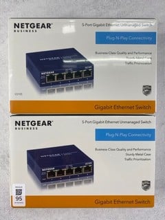 Lot 95  
            Nottingham Prem - Delivery Only 

                
2 X NETGEAR GIGABIT ENTHERNET SWITCH (SEALED)