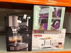 Lot 226  
            Edinburgh SR34RED - Delivery Only 

                
QUANTITY OF KITCHEN & APPLIANCES ITEMS TO INCLUDE DAEWOO 20BAR ESPRESSO COFFEE MA...