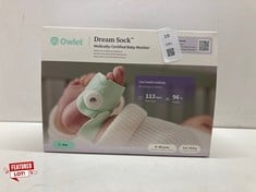 Lot 18  
            Edinburgh SR24 - Delivery Only 

                
OWLET DREAM SOCK® - SMART BABY MONITOR - TRACK LIVE PULSE (HEART) RATE, OXYGEN IN...