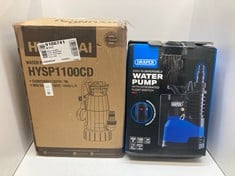 Lot 319  
            Edinburgh SR24 - Delivery Only 

                
HYUNDAI 1100W ELECTRIC CLEAN AND DIRTY WATER SUBMERSIBLE WATER PUMP  + DRAPER 400...
