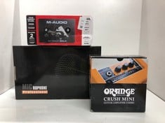 Lot 455  
            Edinburgh SR24 - Delivery Only 

                
QUANTITY OF TV & AUDIO ITEMS TO INCLUDE M-AUDIO M-TRACK SOLO – USB AUDIO INTERFAC...