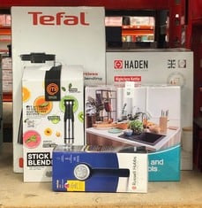 Lot 473  
            Edinburgh SR24 - Delivery Only 

                
QUANTITY OF KITCHEN & APPLIANCES ITEMS TO INCLUDE MASTERCHEF HAND BLENDER FOR KIT...