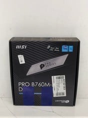 Lot 527  
            Edinburgh SR24 - Delivery Only 

                
MSI PRO B760M-P DDR4 MOTHERBOARD, MICRO-ATX - SUPPORTS INTEL 12TH & 13TH GEN CORE...