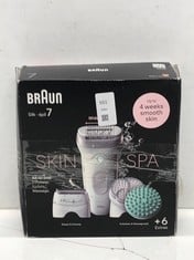 Lot 551  
            Edinburgh SR24 - Delivery Only 

                
BRAUN SILK-ÉPIL 7 SKINSPA, EPILATOR WITH WIDE HEAD FOR EASY HAIR REMOVAL, WET & D...