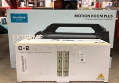 Lot 649  
            Edinburgh SR24 - Delivery Only 

                
BEHRINGER C-2 STUDIO CONDENSER MICROPHONES (PACK OF 2) + SOUNDCORE MOTION BOOM PL...