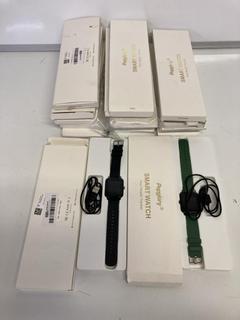 Lot 114  
            Birmingham Tech - Parcel Delivery Only 

                
17 X POP GLORY P22 SERIES SMART WATCHES (ORIGINAL RRP - £340) IN MIXED COLOURS. [...