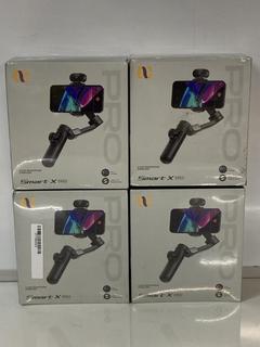 Lot 51  
            Birmingham Tech - Parcel Delivery Only 

                
4 X AOCHUAN SMART X PRO SMARTPHONE GIMBLE (ORIGINAL RRP - £360) IN GRAY. (PHONE S...