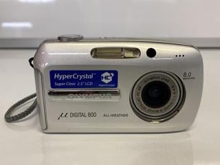Lot 92  
            Birmingham Tech - Parcel Delivery Only 

                
OLYMPUS DIGITAL 800 CAMERA (ORIGINAL RRP - £329) IN SILVER. (USER MANUAL, BATTERY...