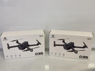 Lot 94  
            Birmingham Tech - Parcel Delivery Only 

                
2 X DEERC D35 GPS DRONE (ORIGINAL RRP - £270) IN BLACK. [JPTB6586]. (SEALED UNIT)...