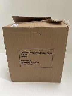 Lot 183  
            Chesterfield SR40 - Collection or Optional Home Delivery 

                
CASE OF 6 X BOTTLES OF DUBAI CHOCOLATE LIQUEUR 0.5L ABV 15% (LOCATION: SR40)(WE O...