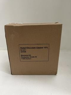 Lot 185  
            Chesterfield SR40 - Collection or Optional Home Delivery 

                
CASE OF 6 X BOTTLES OF DUBAI CHOCOLATE LIQUEUR 0.5L ABV 15% (LOCATION: SR40)(WE O...