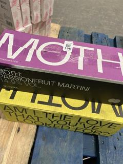 Lot 195  
            Chesterfield SR40 - Collection or Optional Home Delivery 

                
3 X PACKS OF MOTH COCKTAIL TO INCLUDE PINA COLADA AND PASSIONFRUIT MARTINI (LOCAT...