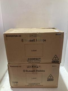 Lot 1241  
            Birmingham SR108 - Parcel Delivery Only 

                
2 X RUSSELL HOBBS DIGITAL MICROWAVE RHM2076B-AZ / RHM2076S-AZ