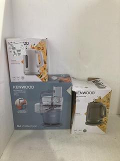 Lot 145  
            Birmingham SR108 - Parcel Delivery Only 
                
3 X ITEMS TO INCLUDE JOHN LEWIS & PARTNERS KENWOOD ABBEY LUX COLLECTION KETTLE