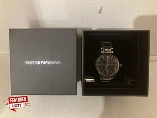 Lot 32  
            Birmingham SR108 - Parcel Delivery Only 
                
JOHN LEWIS & PARTNERS & PARTNERS EMPORIO ARMANI MENS DATE BRACELET STRAP SILVER W...