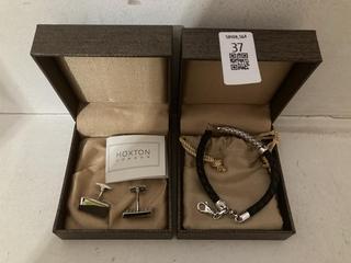 Lot 37  
            Birmingham SR108 - Parcel Delivery Only 
                
2 X JOHN LEWIS & PARTNERS & PARTNERS HOXTON LONDON MENS HERRINGBONE BRAIDED LEATH...