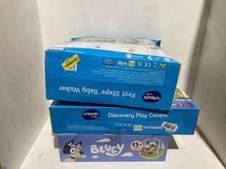 Lot 413  
            Birmingham SR108 - Parcel Delivery Only 
                
3 X ITEMS TO INCLUDE VTECH FIRST STEPS BABY WALKER
