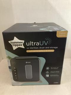 Lot 425  
            Birmingham SR108 - Parcel Delivery Only 
                
TOMMEE TIPPEE UV STERILISER 2.0 WHITE BABY BOTTLE CLEANER