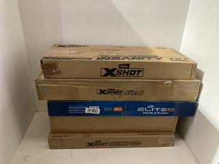 Lot 437  
            Birmingham SR108 - Parcel Delivery Only 
                
5 X ITEMS TO INCLUDE ZURU X SHOT SKINS PAC MAN PRO SERIES LONG SHOT GUN
