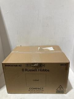 Lot 462  
            Birmingham SR108 - Parcel Delivery Only 

                
RUSSELL HOBBS COMPACT BLACK DIGITAL MICROWAVE