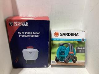 Lot 464  
            Birmingham SR108 - Parcel Delivery Only 

                
2 X ITEMS TO INCLUDE GARDENA HOSE REEL