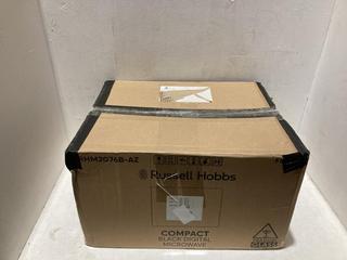 Lot 471  
            Birmingham SR108 - Parcel Delivery Only 

                
RUSSELL HOBBS COMPACT BLACK DIGITAL MICROWAVE