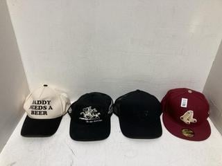 Lot 555  
            Birmingham SR108 - Parcel Delivery Only 

                
4 X CAPS IN VARIOUS STYLES & SIZES