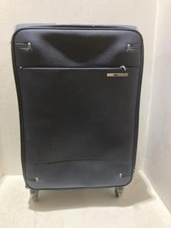 Lot 604  
            Birmingham SR108 - Parcel Delivery Only 
                
SAMSONITE SUPER LIGHT NAVY BLUE SOFT SHELL LARGE SUITCASE