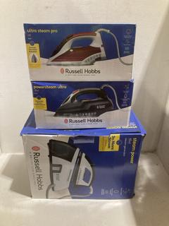 Lot 625  
            Birmingham SR108 - Parcel Delivery Only 

                
3 X ITEMS TO INCLUDE JOHN LEWIS & PARTNERS RUSSELL HOBBS STEAM POWER SERIES IRON