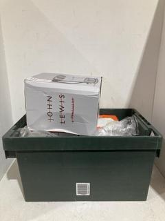 Lot 947  
            Birmingham SR108 - Parcel Delivery Only 
                
BOX OF JOHN LEWIS & PARTNERS ITEMS TO INCLUDE GLASS ELECTRIC KETTLE