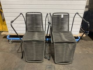 Lot 12  
            Birmingham - Collection or Delivery 

                
DAVID PHILLIPS 4 X CHARCOAL ROPE DINING CHAIRS