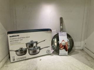 Lot 150  
            Birmingham - Collection Only 

                
DAVID PHILLIPS SET OF SABICHI PANS TO INCLUDE 24CM FRYING PAN IN CHROME