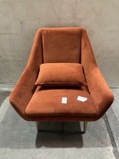 Lot 16  
            Birmingham - Collection or Delivery 

                
DAVID PHILLIPS OCCASIONAL CHAIR IN RUST VELVET