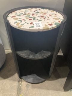 Lot 65  
            Birmingham - Collection or Delivery 

                
DAVID PHILLIPS SALTWELLS ROUND BEDSIDE TABLE IN BLACK/TERRAZZO RRP £229