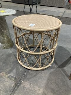 Lot 79  
            Birmingham - Collection or Delivery 

                
DAVID PHILLIPS CABANA DRUM TABLE IN FAUX RATTAN RRP £205