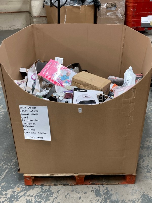 Lot 257  
            Nottingham SR6 - Delivery Or Collection 

                
PALLET OF ITEMS TO INC HAIR DRYER, SOLAR LIGHTS, GAMING ITEMS AND KIDS TOYS (ALL ...