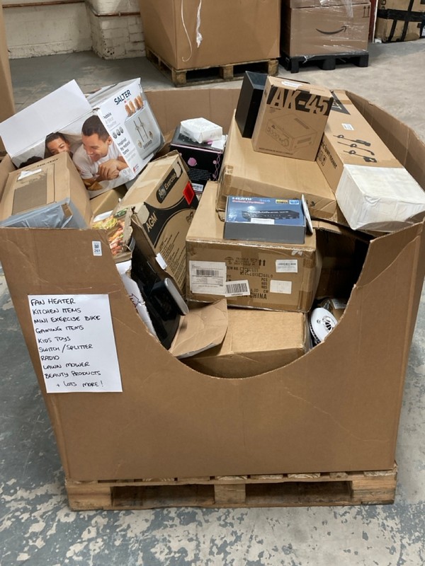 Lot 261  
            Nottingham SR6 - Delivery Or Collection 

                
PALLET OF ITEMS TO INC FAN HEATER, MINI EXERCISE BIKE, KITCHEN & GAMING ITEMS (AL...