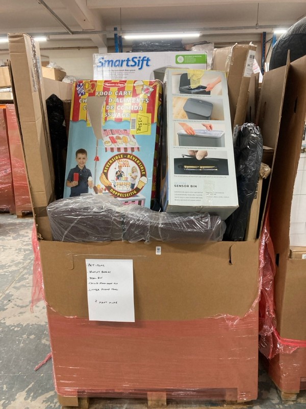 Lot 267  
            Nottingham SR6 - Delivery Or Collection 

                
PALLET OF ITEMS TO INC PET ITEMS, PEDAL BIN, IRONING BOARD AND KIDS FOOD CART (AL...