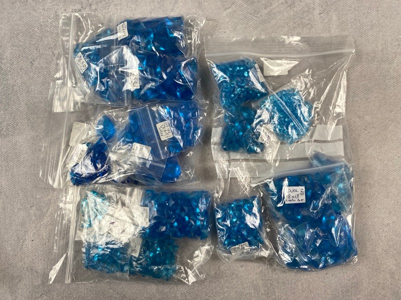 Lot 239  
            Nottingham Luxury Room - Delivery Only 

                
Four Bags of Blue Stones, mixed Shapes and Sizes, approx. 0.80Kg (VAT ONLY PAYABL...