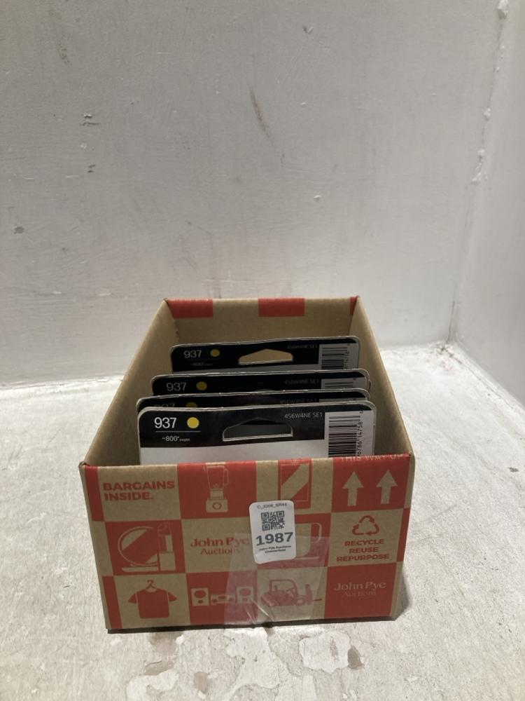 Lot 1987  
            Chesterfield SR44 - Parcel Delivery Only 

                
BOX OF 6 X HP 937 YELLOW PRINTER INK CARTRIDGES (LOCATION: L7)